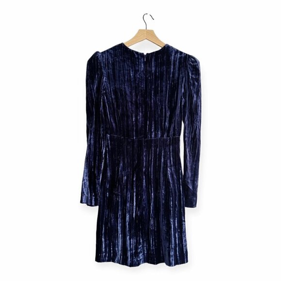 & OTHER STORIES Crushed Velvet Puff Sleeve Mini Dress, Size US0, NWT, Blue - Picture 2 of 16